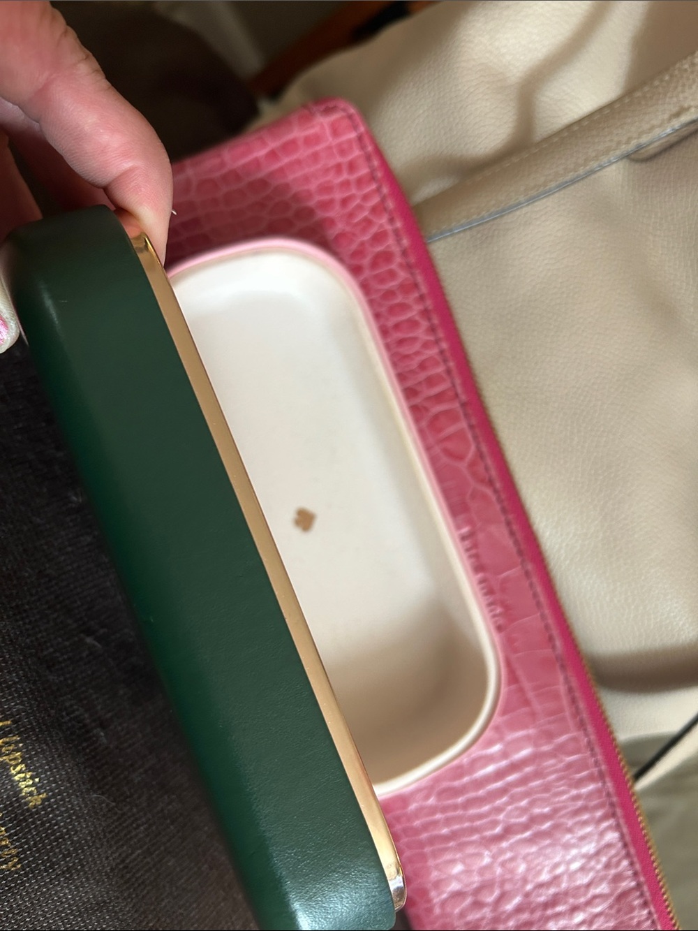 Kate Spade Cream Leather Tote Bag with Pink Accessories - Picture 9 of 10